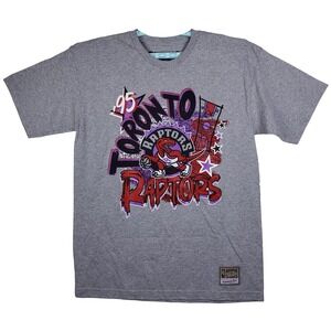 Toronto Raptors Mitchell & Ness NBA Large Shirt 1995 Team Logo Art Gray NWT